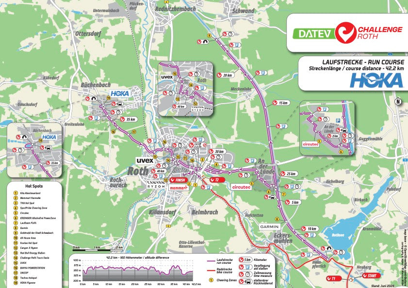 Streckenplan Laufstrecke Challenge Roth 2026