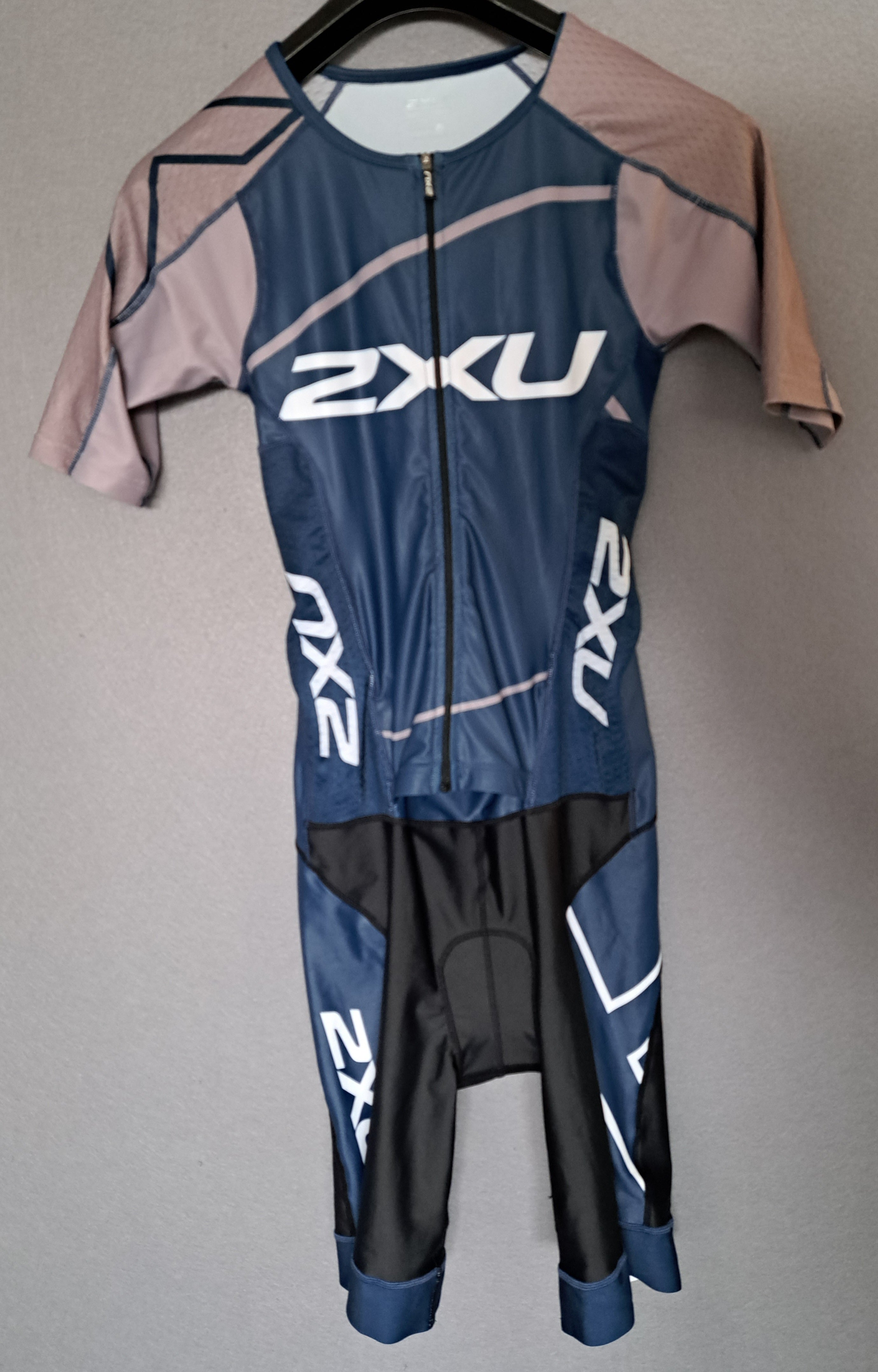 2XU Perform Full Zip Sleeved TriSuit, Herren, Black/Shadow Blue/White