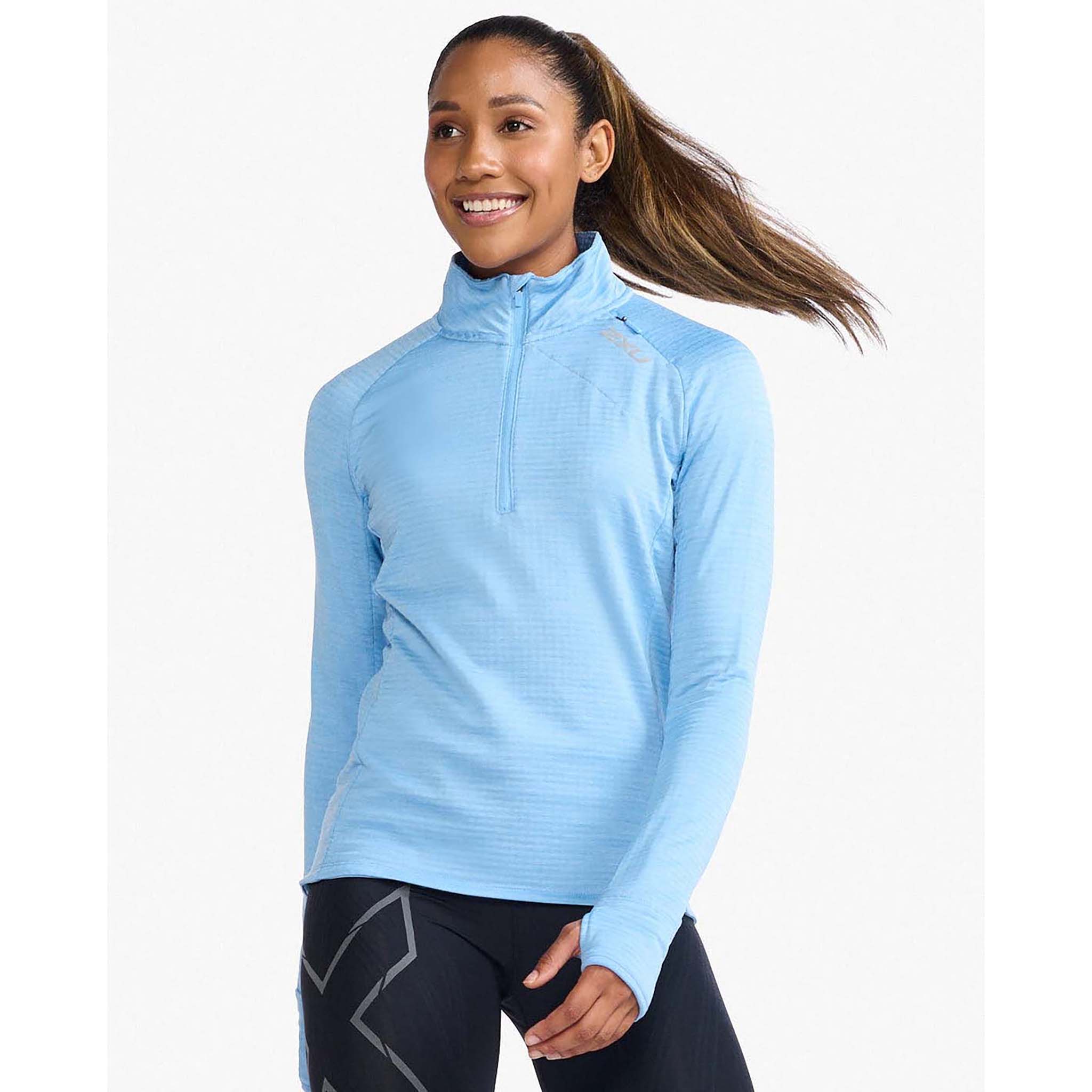 2XU Ignition 1/4 Zip, Damen, hellblau/reflektierend