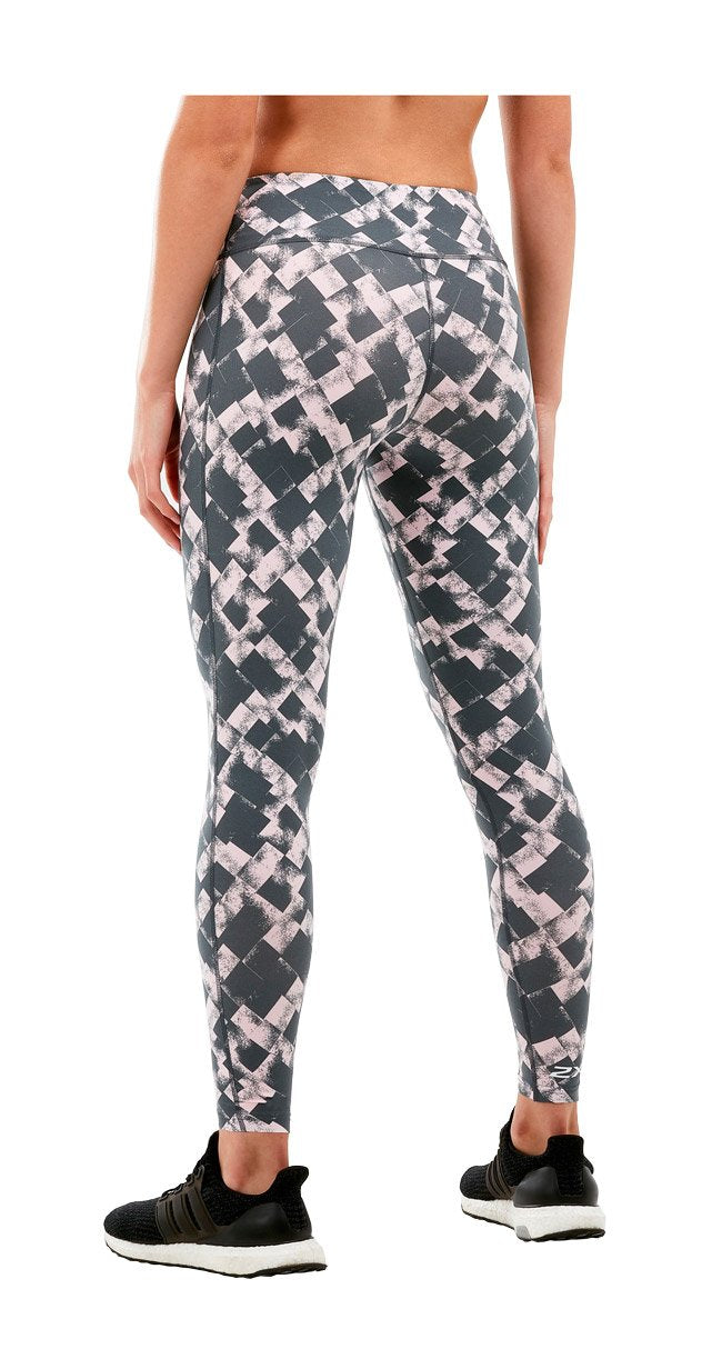 2XU Print Fitness Compression Tights, Damen, Textured Blossom Check/White
