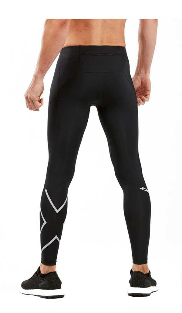 2XU Run Compression Tights, Herren, Laufhose, black/silver reflective