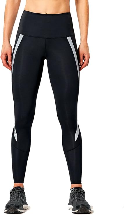2XU Print Mid-Rise Comp Tights, Damen, Laufhose, Black/Silver