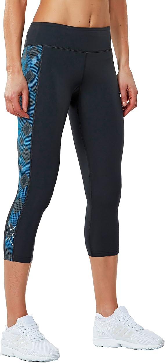 2XU Fitness Compression 7/8 Tights, Damen, Dark Charcoal/Geo Director Blue