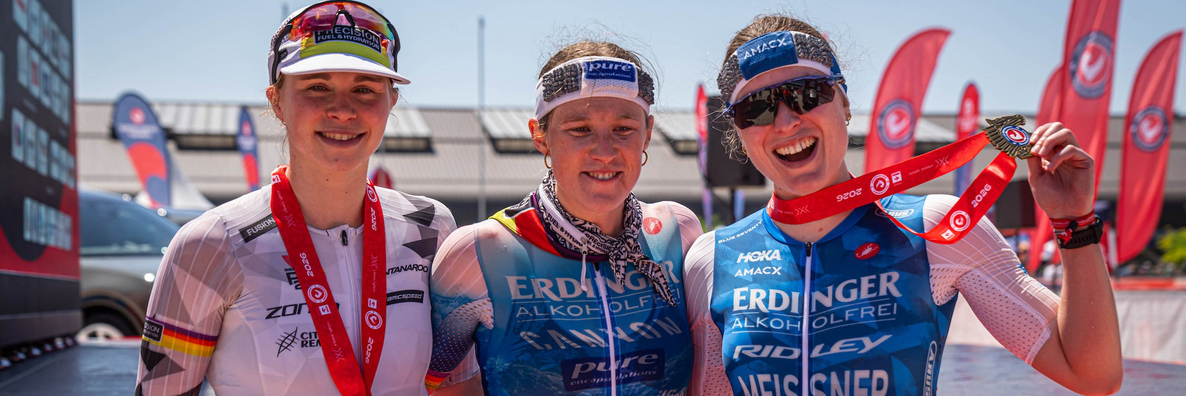 Das Podium bei "The Championship " 2026 in Samorin: Caroline Pohle (Mitte), Lena Meissner (rechts), Katrine Græsbøll Christensen (links)