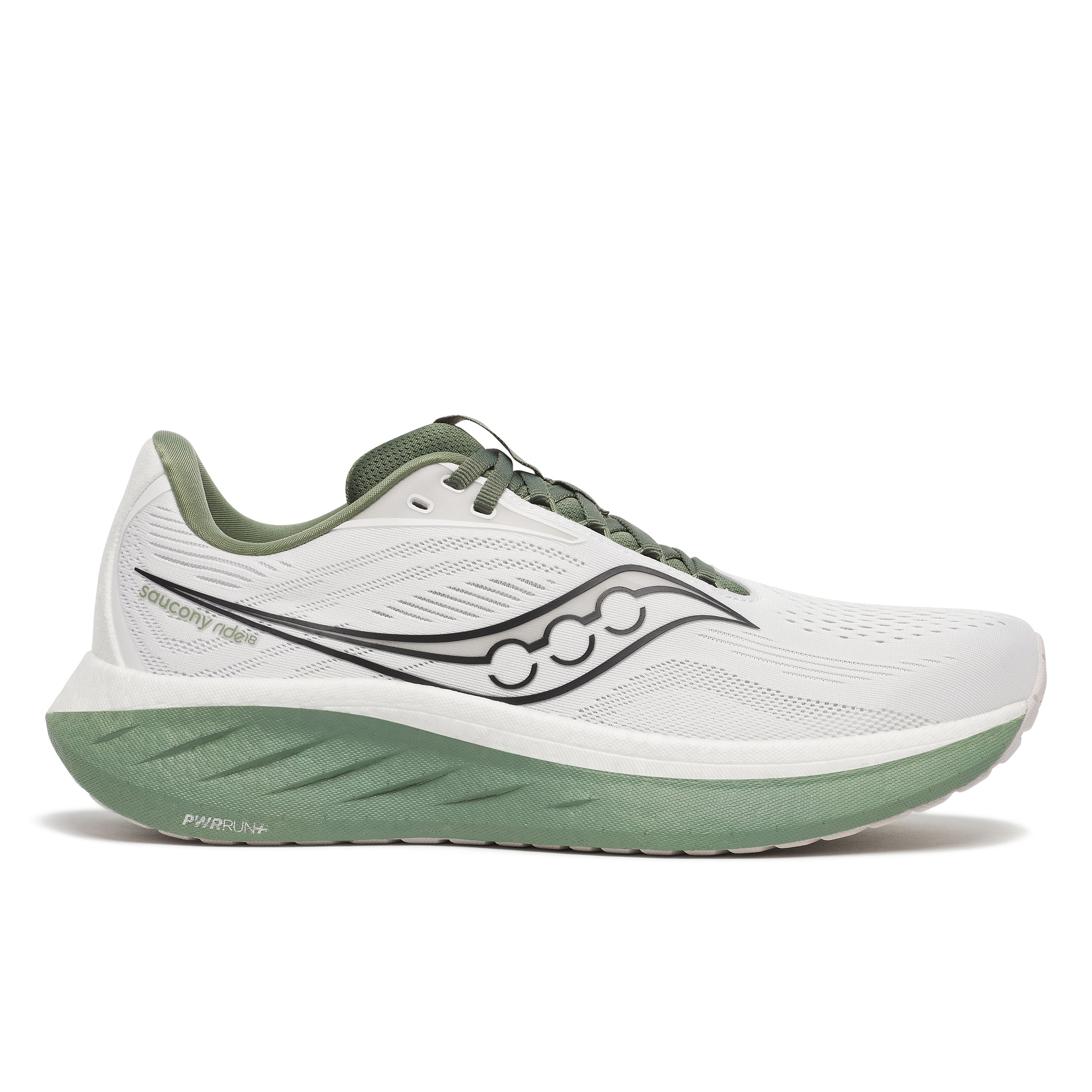 Saucony Ride 18, Laufschuh, Herren, WHITE/OLIVINE