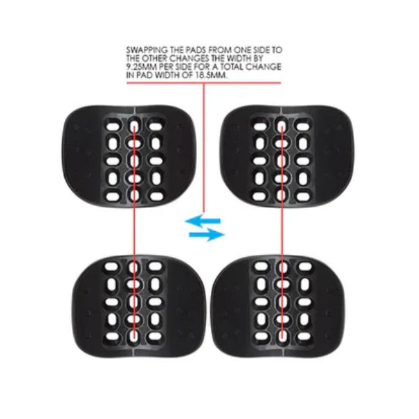 Abbildung der Armschalen mit Positionierungsoptionen, Darstellung von oben