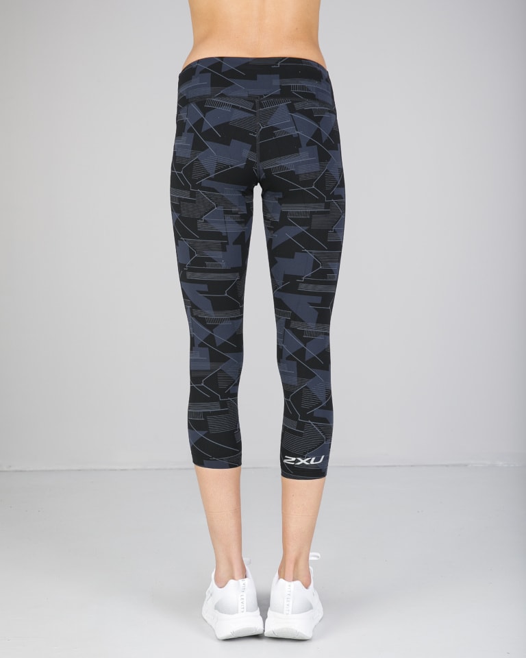 2XU Print Fitness Mid-Rise Compression 7/8 Tights, Damen, Graphic Style/Silver