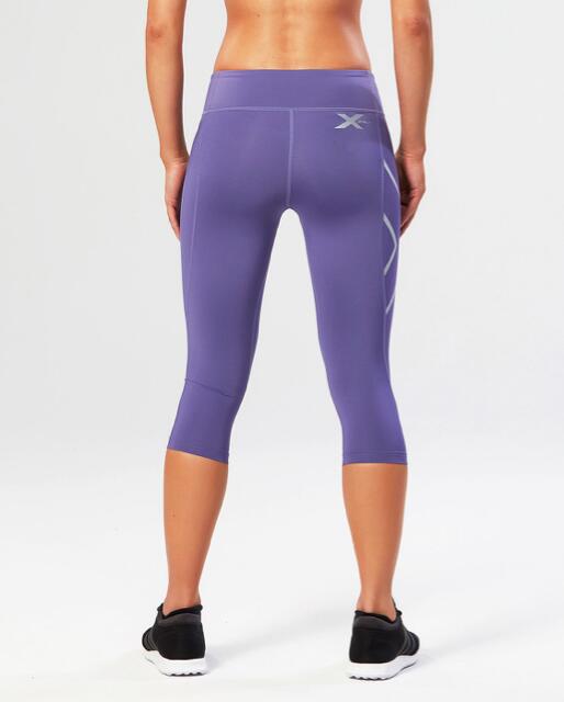 2XU Mid-Rise Compression 3/4 Tights, Damen, Imperial Purple/Silver