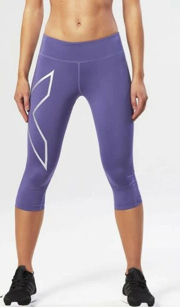 2XU Mid-Rise Compression 3/4 Tights, Damen, Imperial Purple/Silver