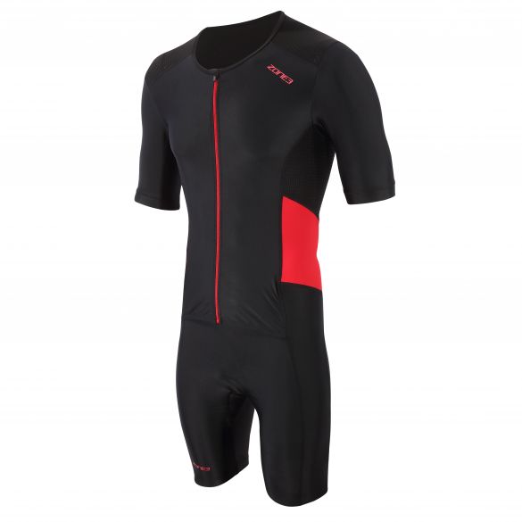 Zone3 Activate Short Sleeve Full Zip Trisuit, Herren, schwarz/rot