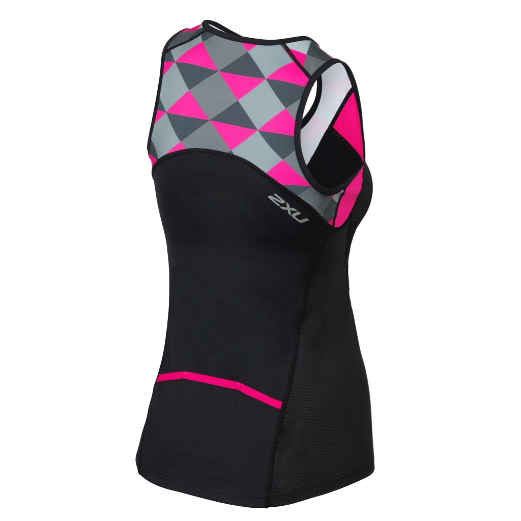 2XU Active Tri Singlet, Damen, schwarz/pink