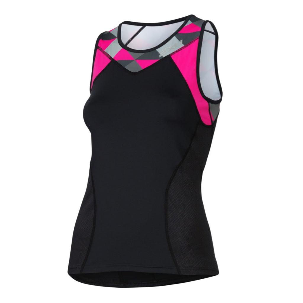 2XU Active Tri Singlet, Damen, schwarz/pink