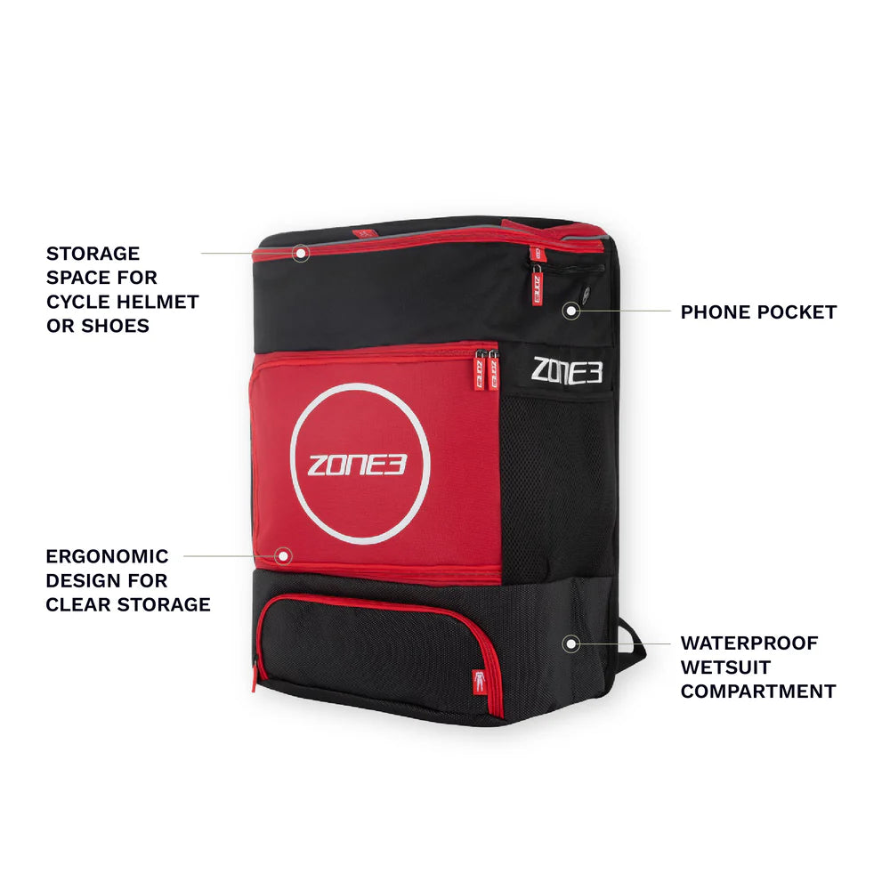 Zone3 Award Winning Transition Backpack, schwarz/rot