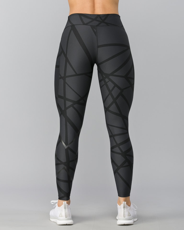 2XU Print Mid-Rise Compression Tights, Damen, Laufhose, Paint Strokes Black/Nero