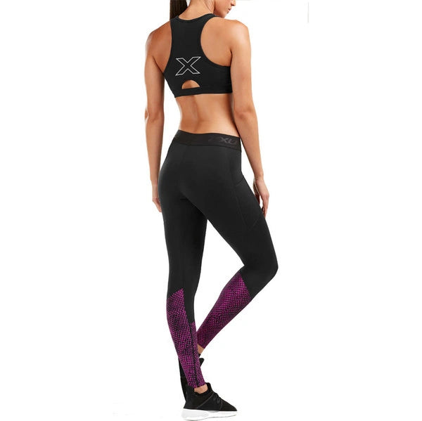 2XU Accelerate Compression Tights, Damen, Black/Reverse Mesh Fuchsia