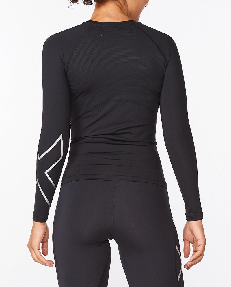 2XU Core Compression Longsleeve, Damen, Black/Silver