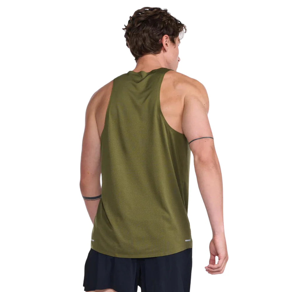 2XU Light Speed Tech Singlet, Herren, Winter Moos/SilverReflective, Logo Front mittig