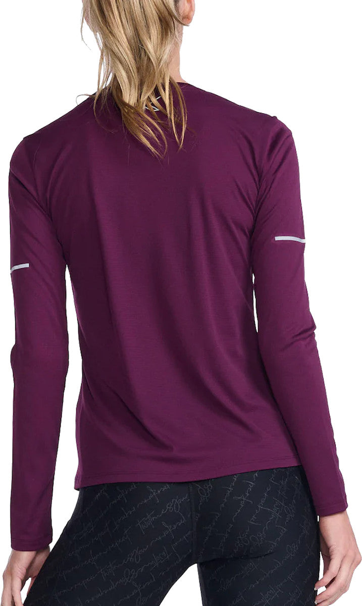 2XU Aero Longsleeve, Damen, Beet/Silver Reflective