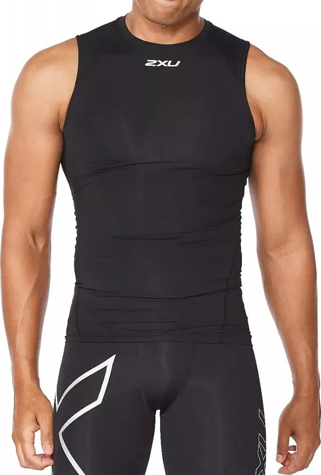 2XU Core Compression Sleevless Singlet, Herren, Black/Silver