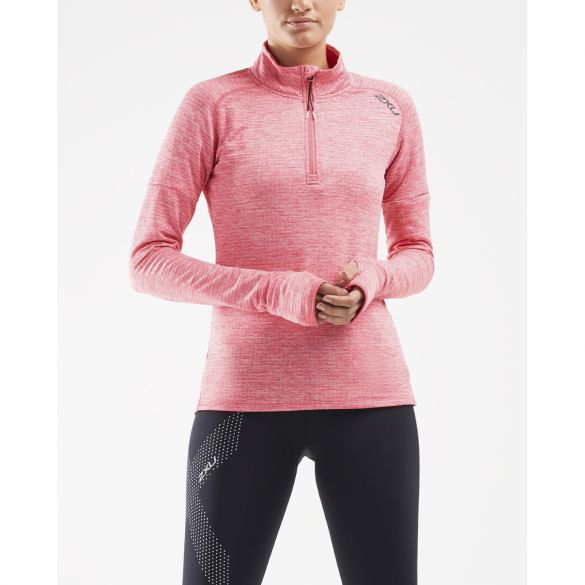 2XU Longsleeve Pursuit Thermal 174 Zip, Damen, Pink Lift/Silver Reflective