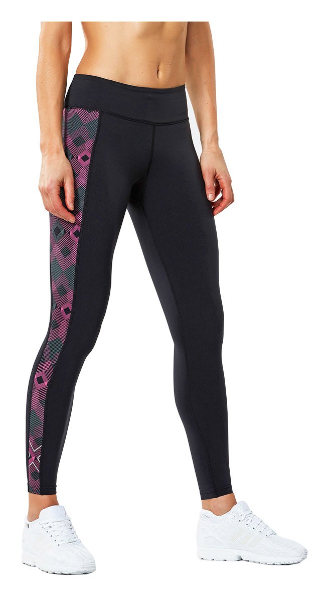 2XU Fitness Compression Tights, Damen, Black/Grapefruit Print