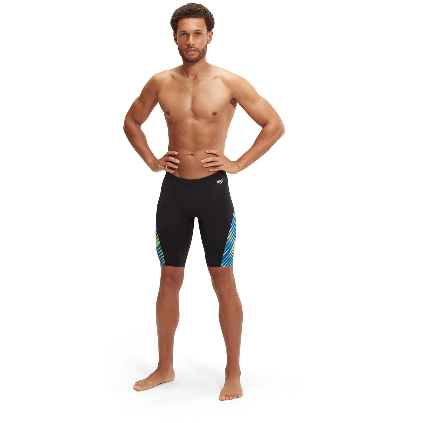 Speedo Schwimmhose mit V-Schnitt, Digitalprint, Herren, schwarz/blau/grün