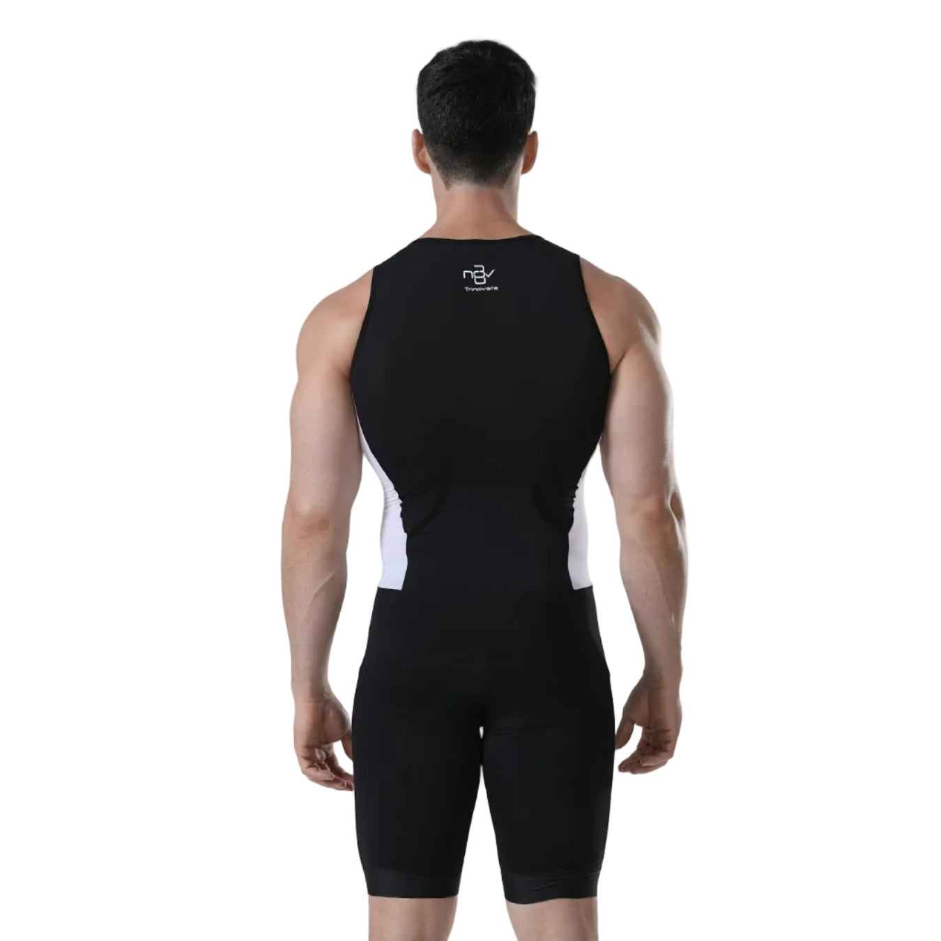 Trinovate Essential Trisuit Herren schwarz-weiß, Ansicht von hinten am männlichen Modell