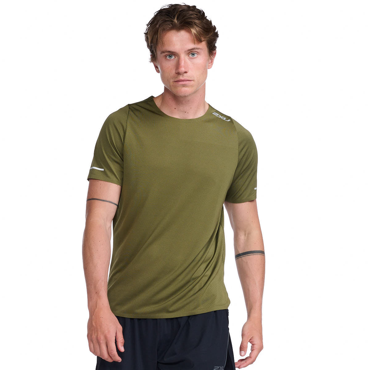 2XU Light Speed Tech Tee, T-Shirt, Herren, Winter Moss/Silver Reflective