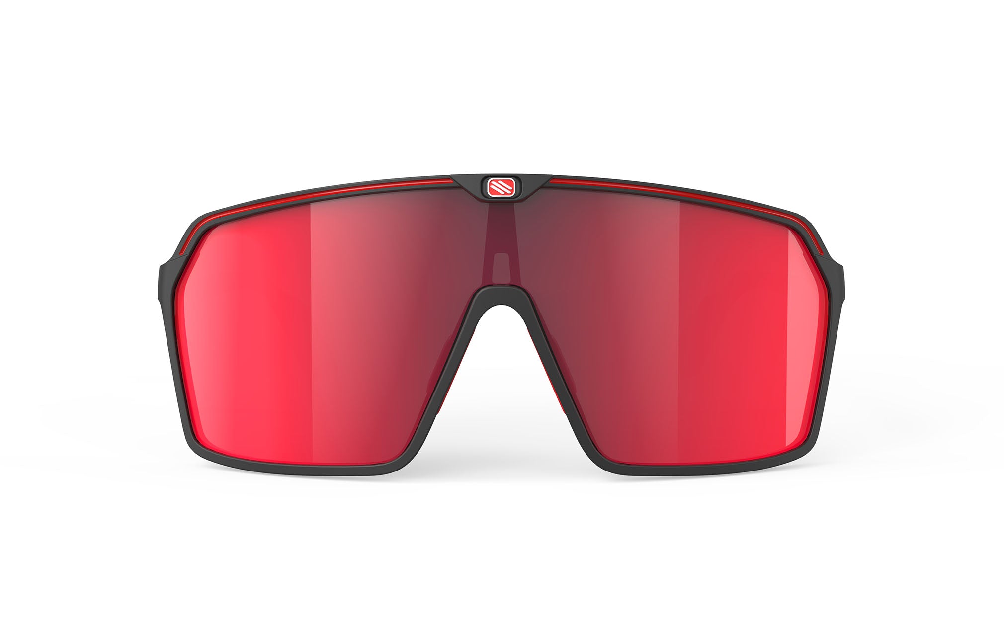 RUDY Project Sun.Spinshield Black Matte - Multilaser Red, Radbrille, Sportbrille, schwarz/rot