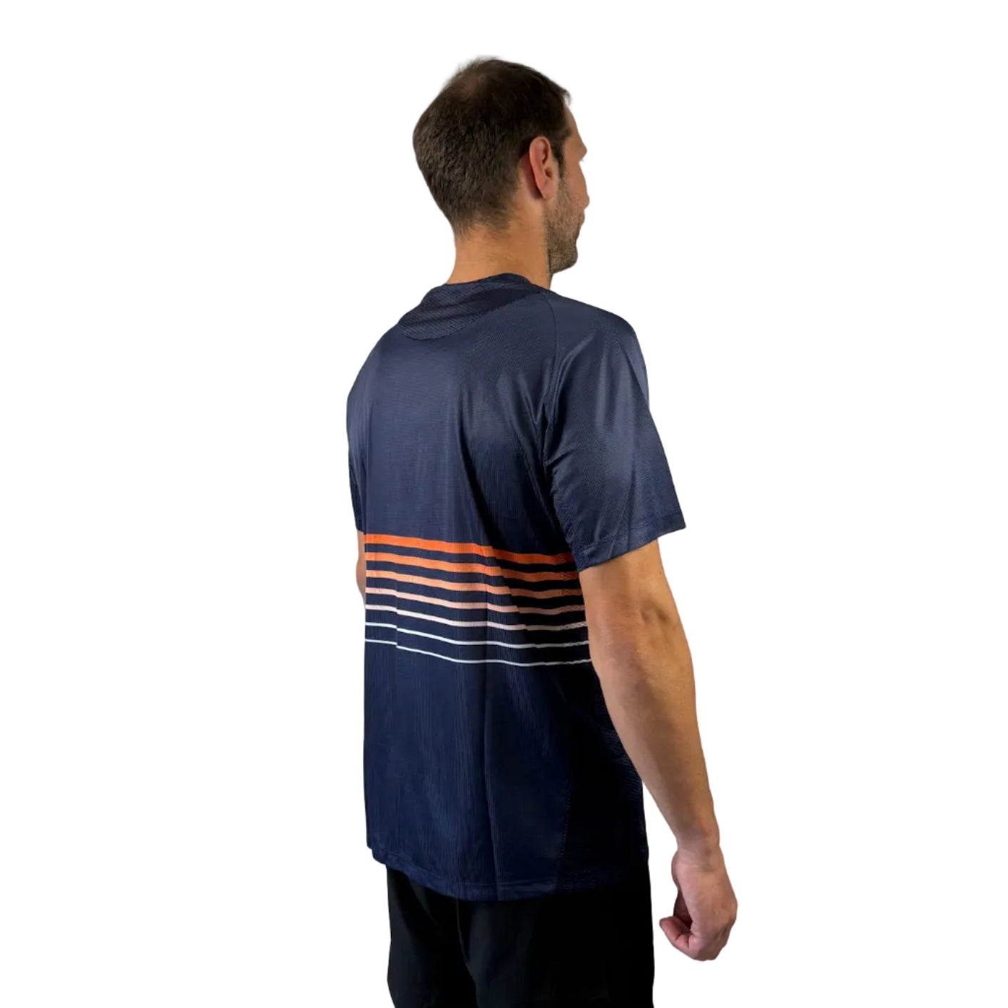 Trinovate Elite Kurzarm-Laufshirt, marine-glow, von rechts am männlichen Modell