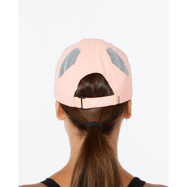 2XU Run Cap, Unisex, Pop Coral/White