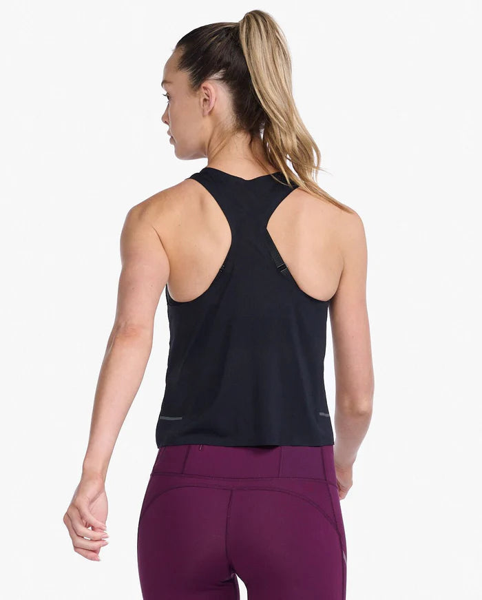 2XU Light Speed Tech Crop Singlet, Damen, Black/Black Reflective