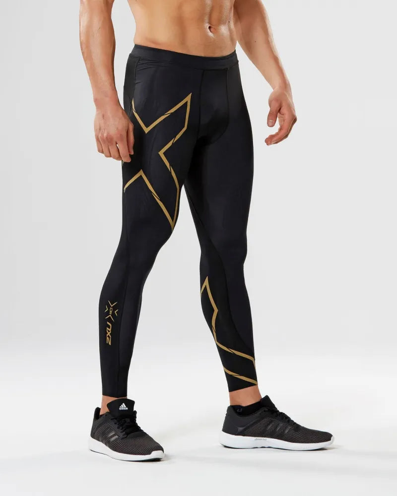 2XU MCS Run Compression Tights, Herren, Laufhose, black/gold