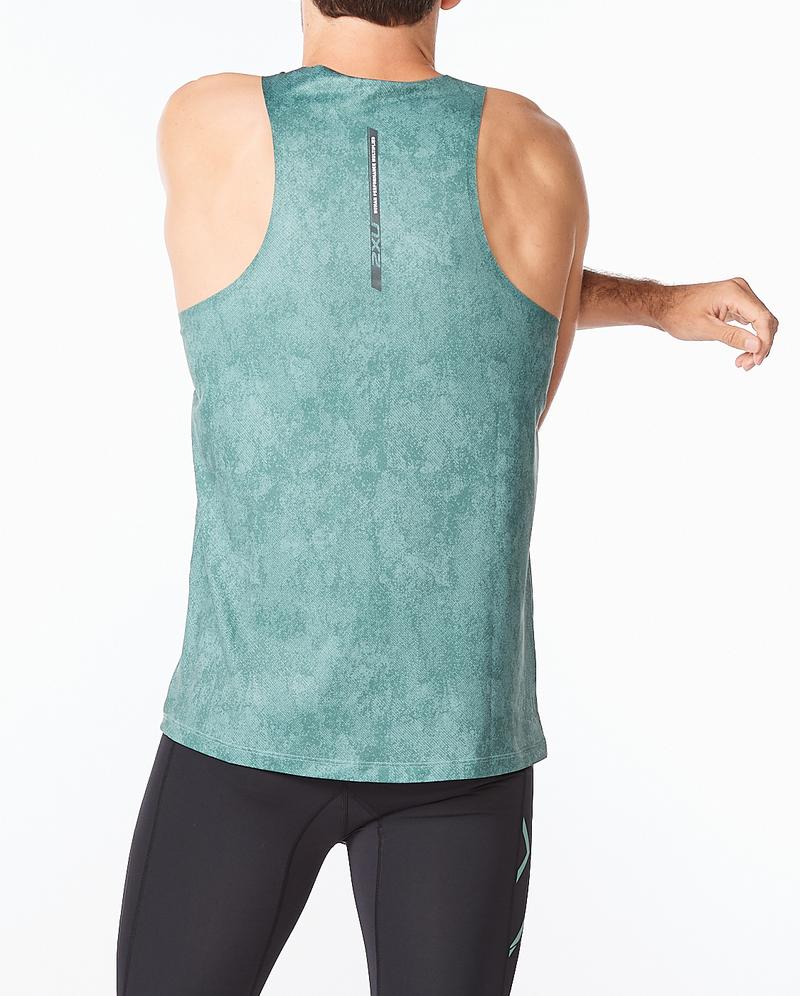 2XU Light Speed Singlet, Herren, Sage Corrosion/Black Reflective