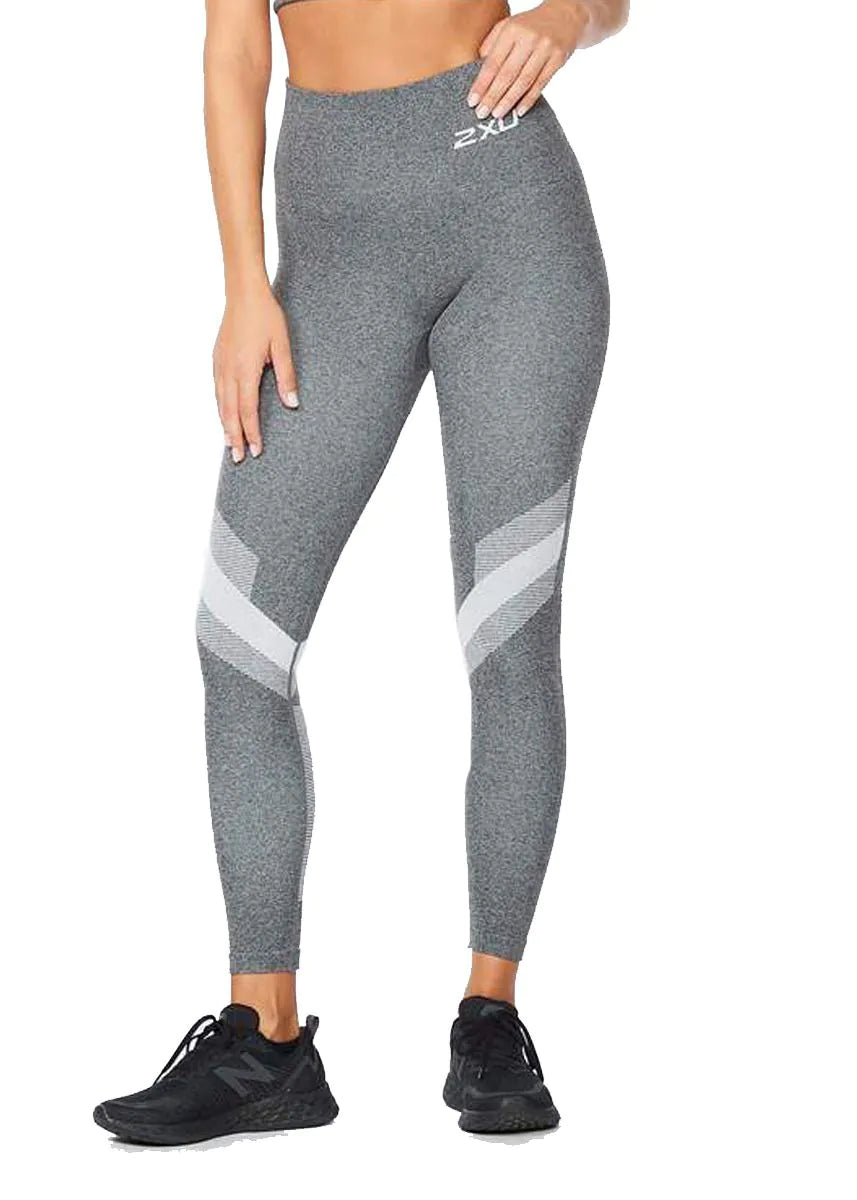 2XU Motion Tech Tights, Laufhose, Damen, Grey Marle/White