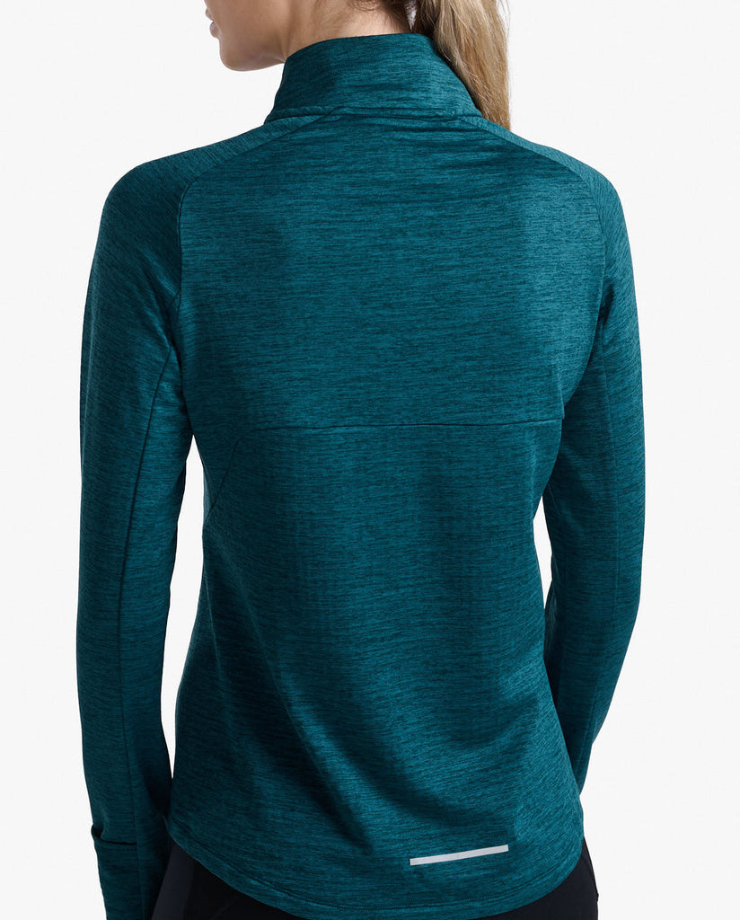 2XU Ignition 1/4 Zip, Longsleeve, Damen, Deep Jade/Silver Reflective