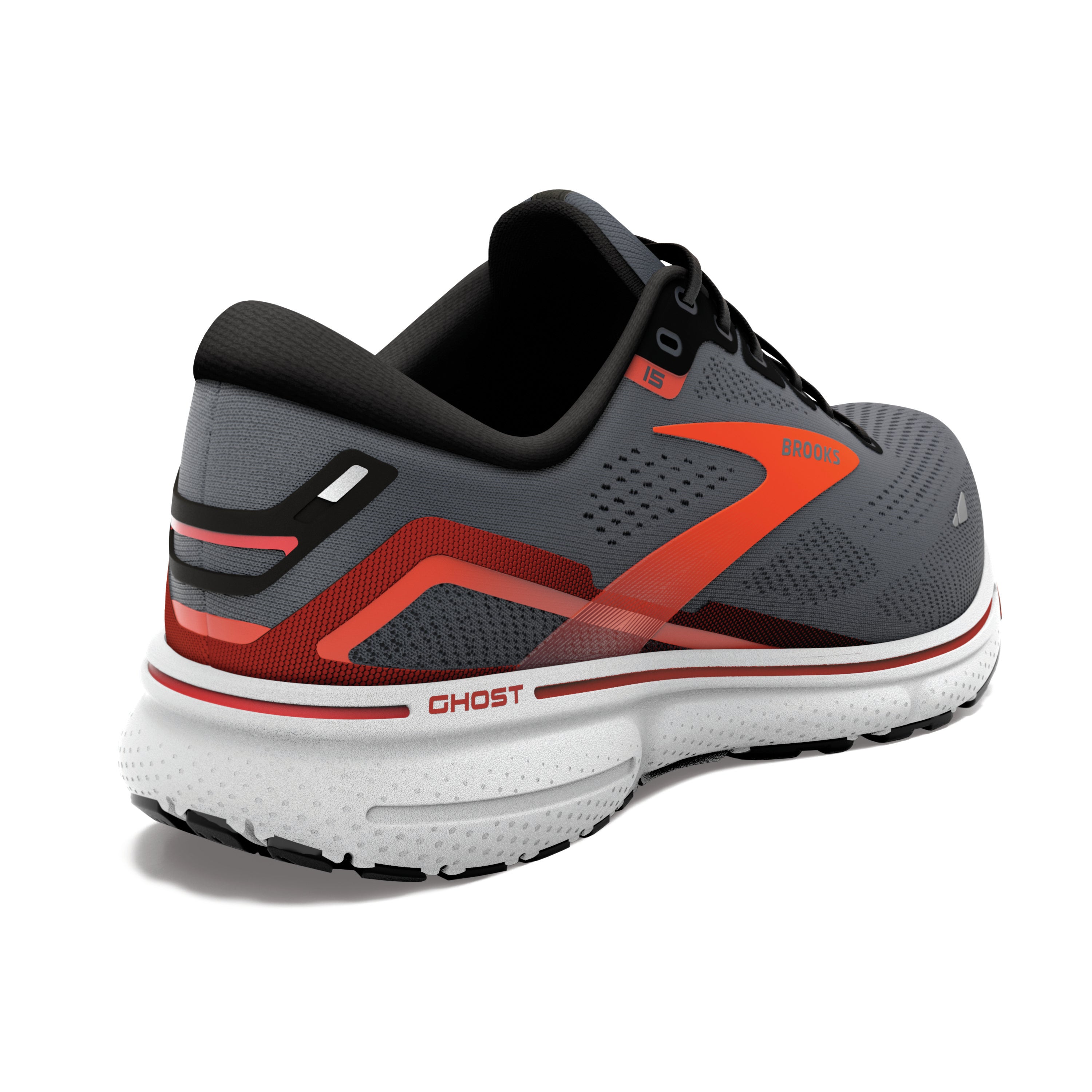 Brooks Ghost 15, men, ebony/black/spicy orange, grey/black/orange