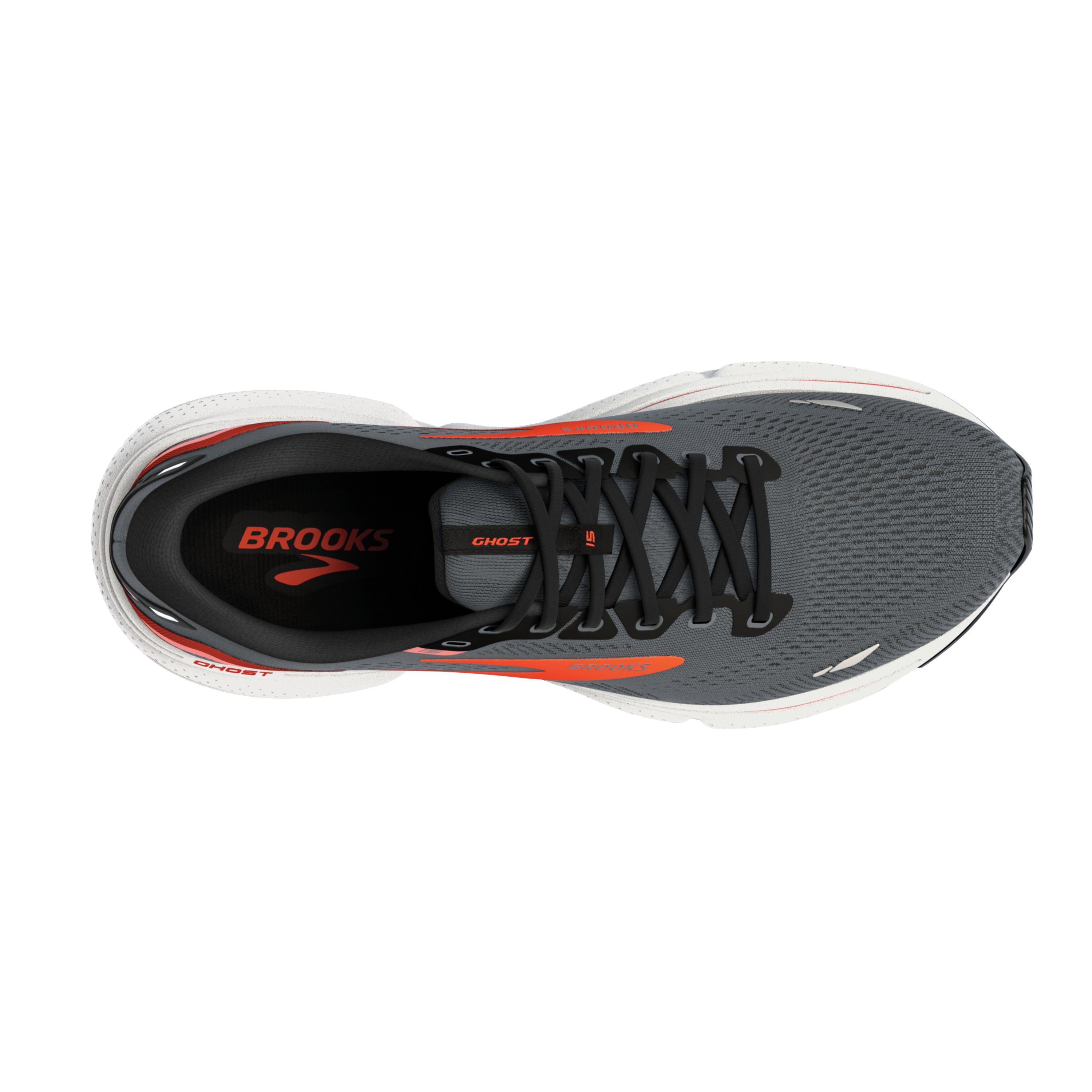 Brooks Ghost 15, men, ebony/black/spicy orange, grey/black/orange