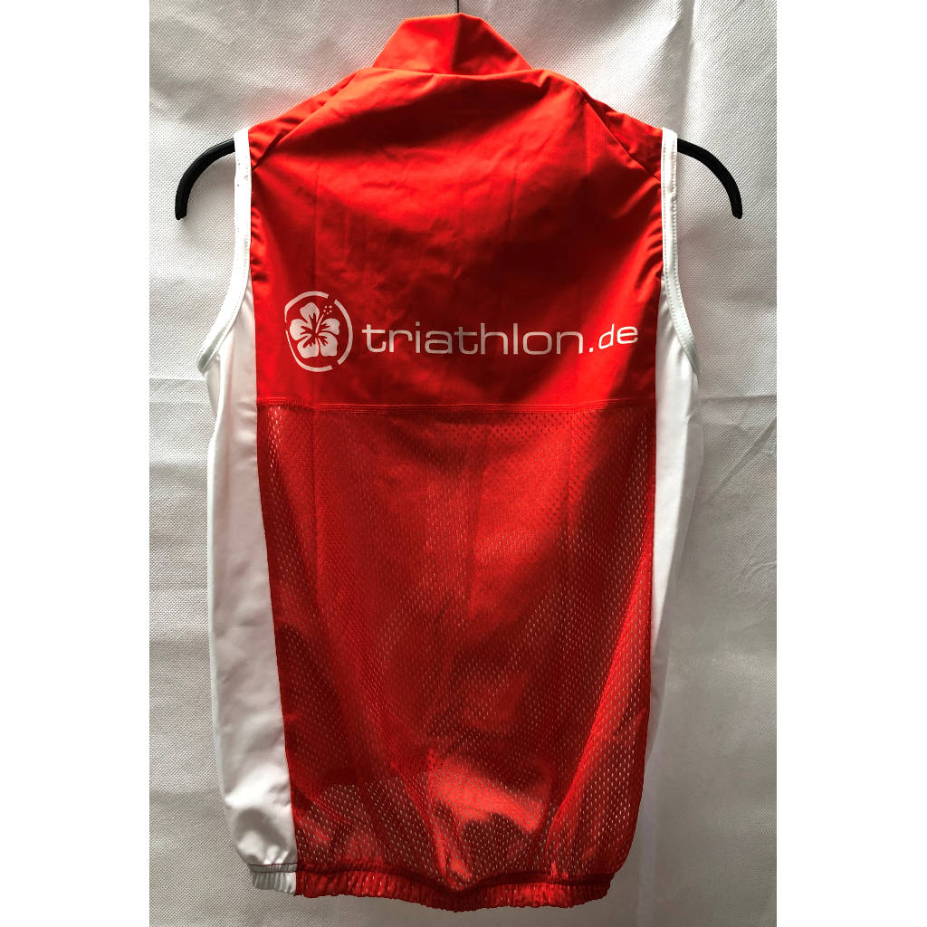 triathlon.de Basic cycling vest, wind vest, women, red/white