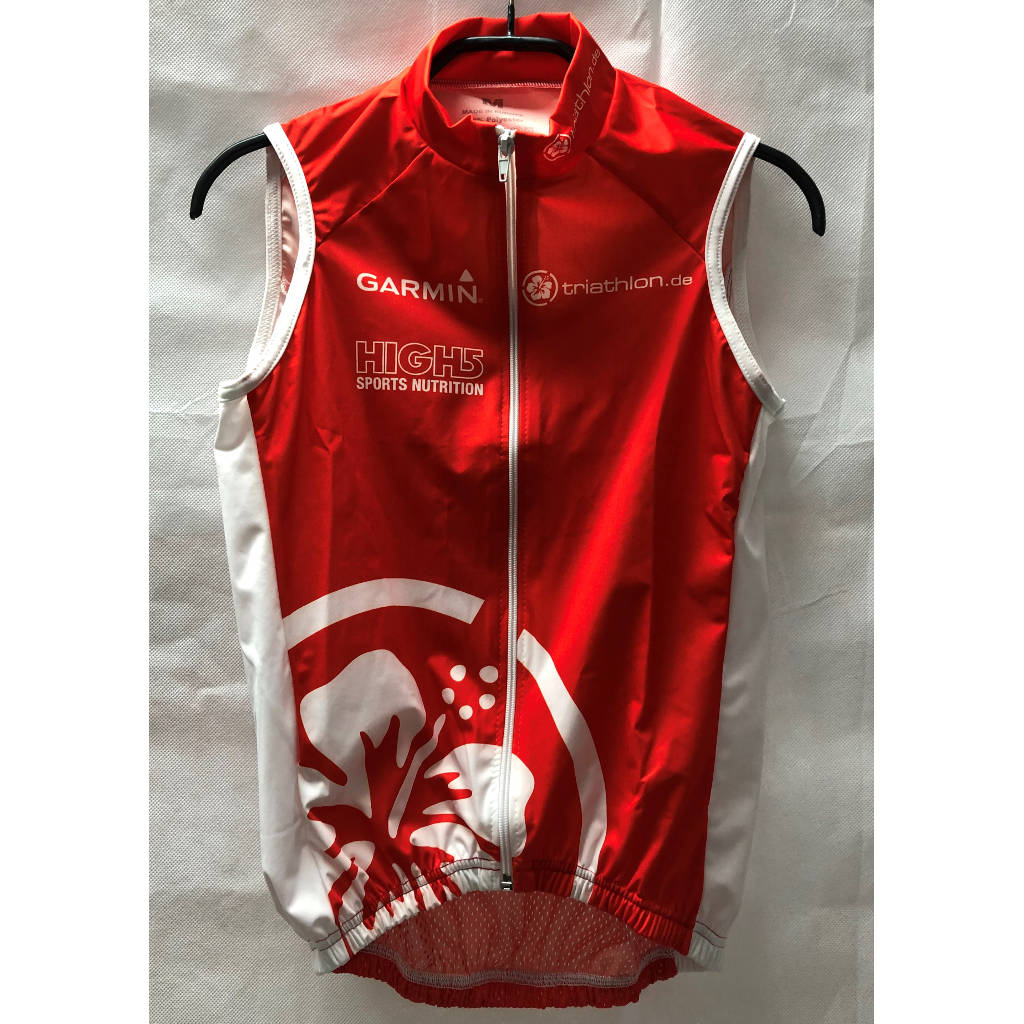 triathlon.de Basic cycling vest, wind vest, women, red/white