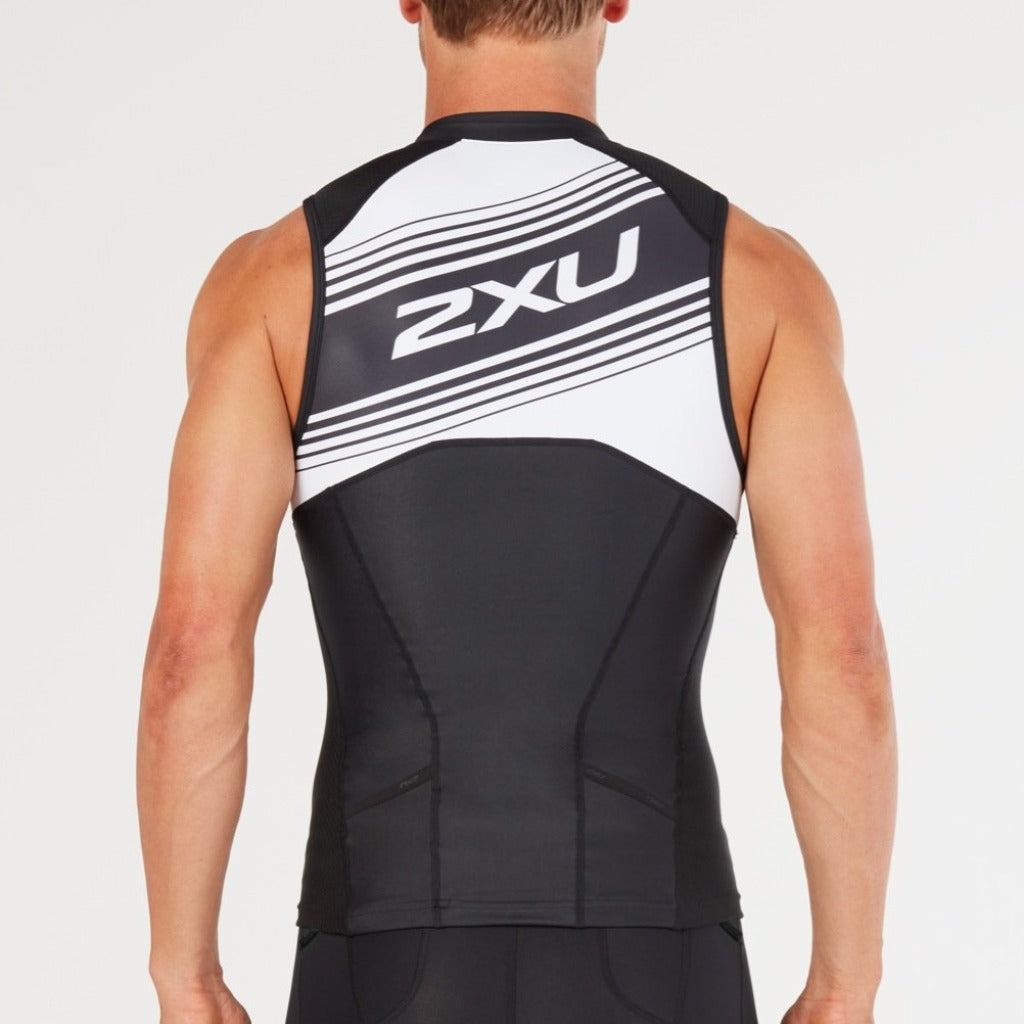 2XU Compression Tri Singlet, Herren, schwarz/weiß