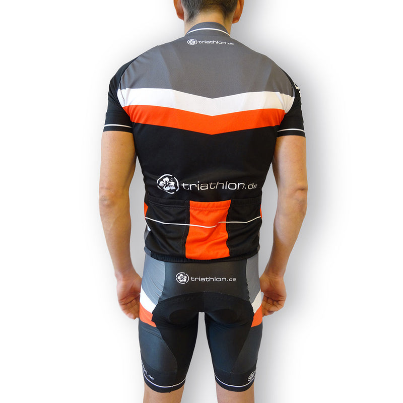 triathlon.de elite cycling jersey, men, black/grey/red