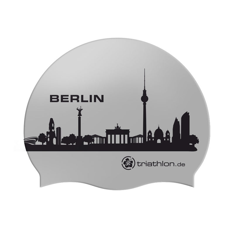triathlon.de Silicon Cap, bathing cap, city of Berlin, silver/grey