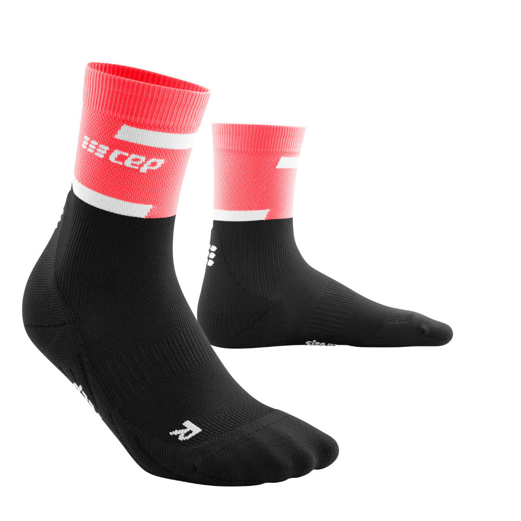 CEP The Run Compression Socks - Mid Cut, women, pink/black, pink/black