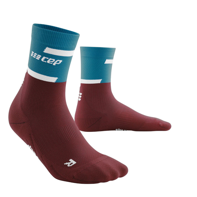 CEP The Run Compression Socks - Mid Cut, men, petrol/dark red, petrol/ Dunkelrot