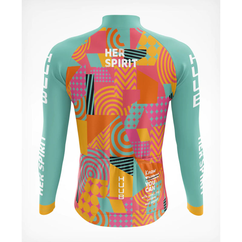 Huub "Her Spirit" Long Sleeve Thermal Jersey, cycling jersey, women, multi, light blue/orange