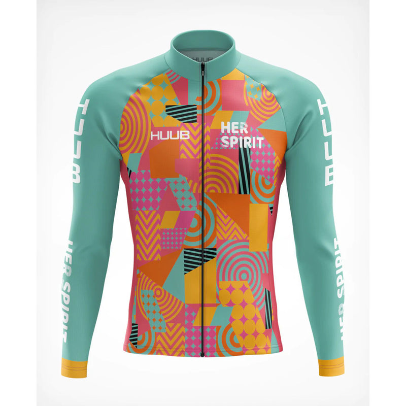Huub "Her Spirit" Long Sleeve Thermal Jersey, cycling jersey, women, multi, light blue/orange