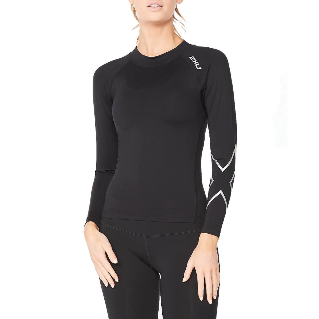 2XU Ignition Compression Longsleeve, women, black/silver reflective, black