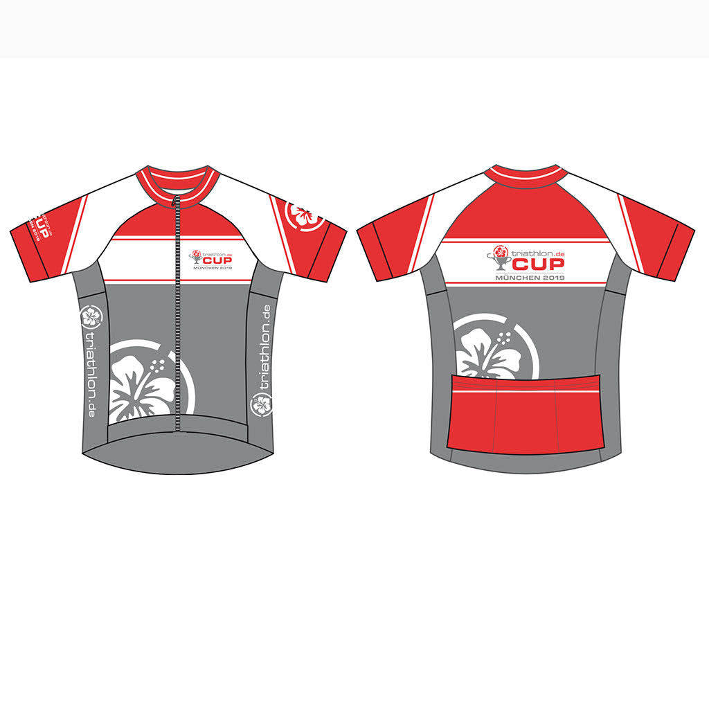 triathlon.de Elite cycling jersey, men, grey/red/white, triathlon.de Cup Munich 2019