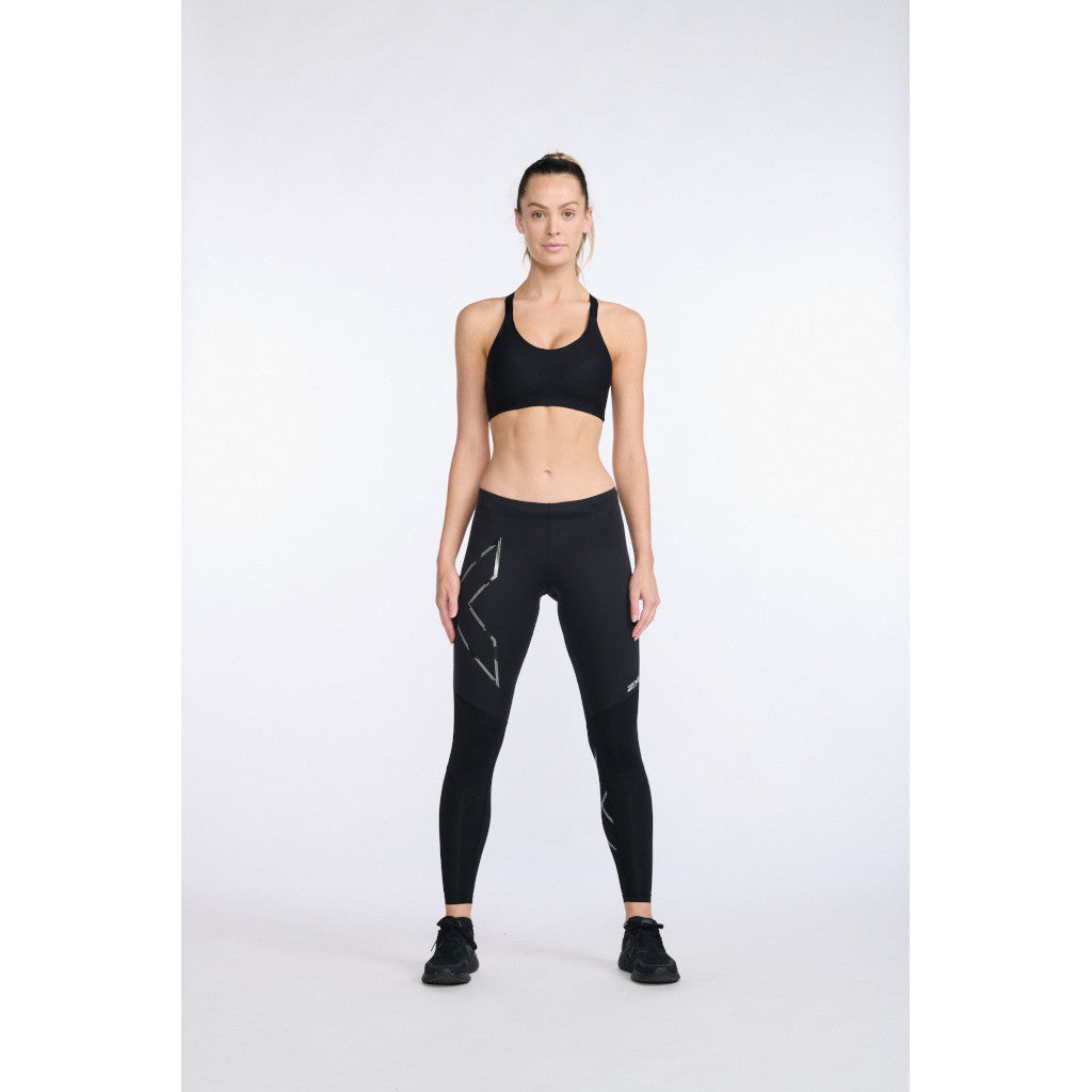 2XU Wind Defence Compression Tights, Damen, Laufhose, Black/Black reflective